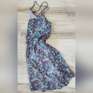 Mimi chica Criss Cross Spaghetti Strap Paisley Dress Size M